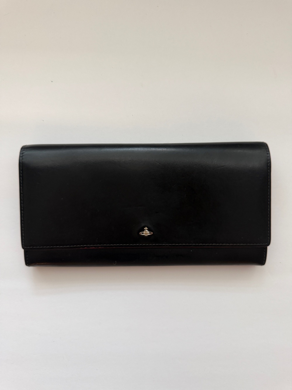 Vivienne Westwood Black Leather Continental Wallet with Orb Hardware